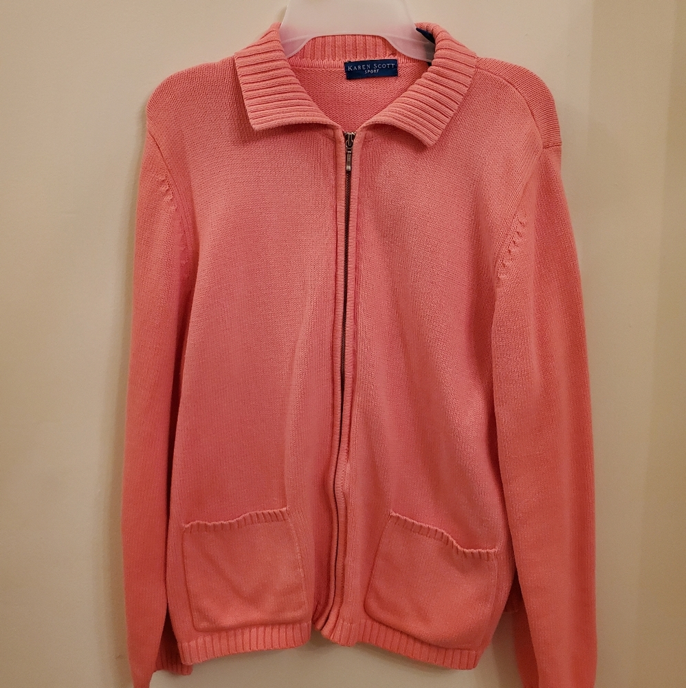 COPY - Karen Scott Sport Coral Pink Sweater XL